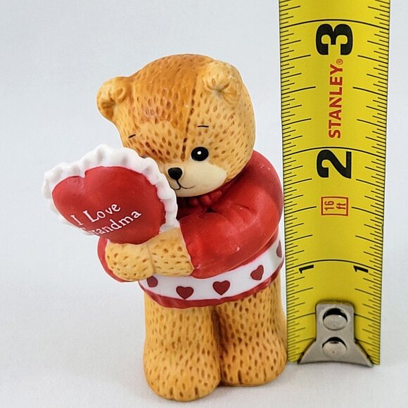 Bear Figurine Enesco Vintage Lucy Rigg Ceramic I Love Grandma Heart Pillow 1986 - Picture 8 of 9